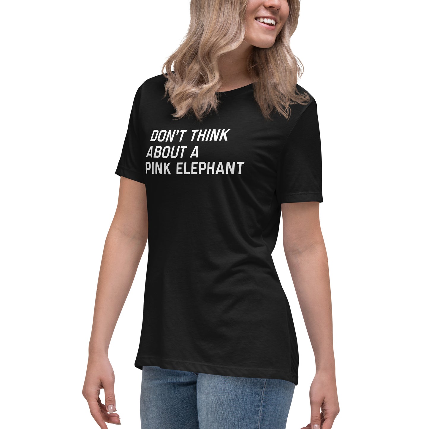 UPGRD® Don't Think About the Pink Elephant Premium T-Shirt for Women
