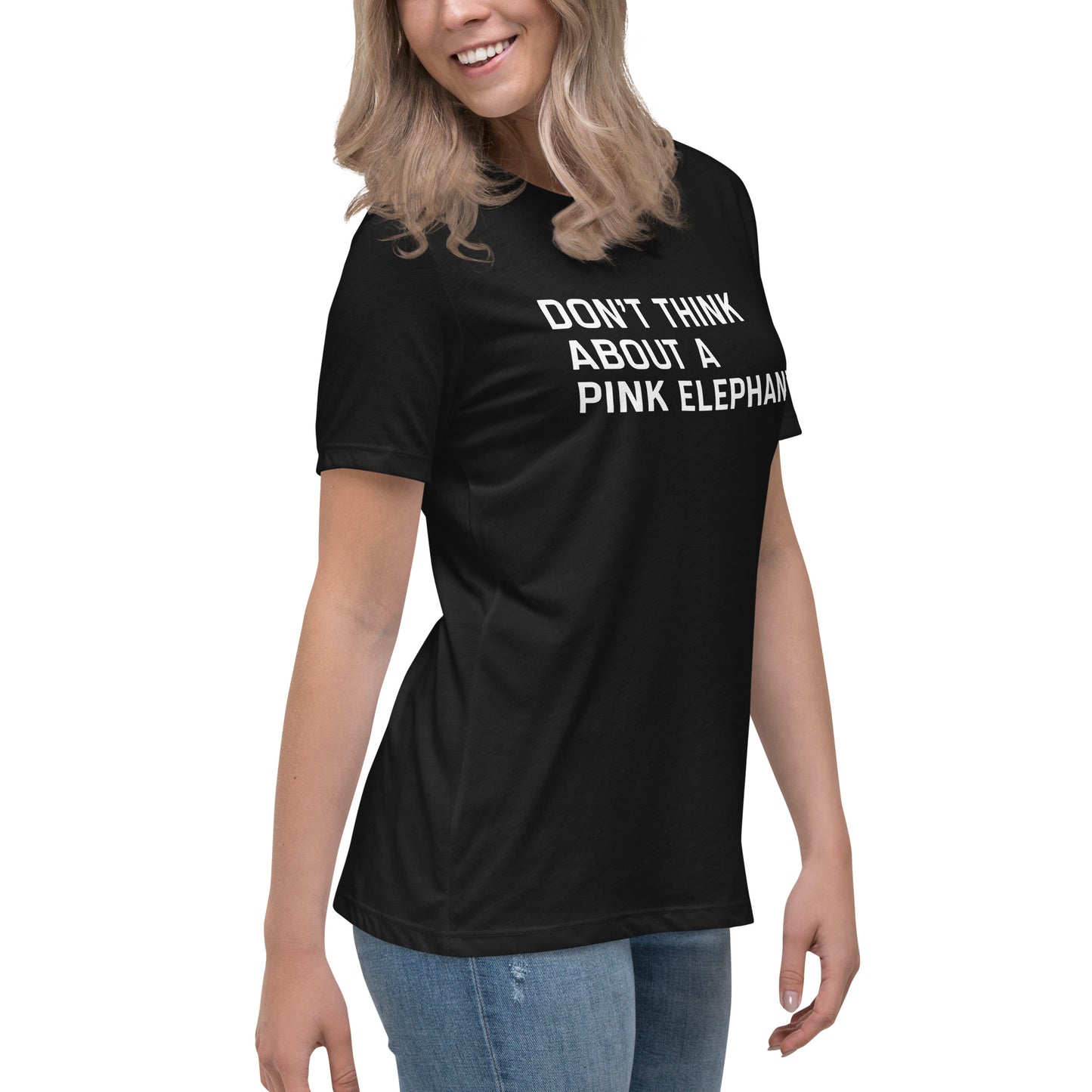 UPGRD® Don't Think About the Pink Elephant Premium T-Shirt for Women