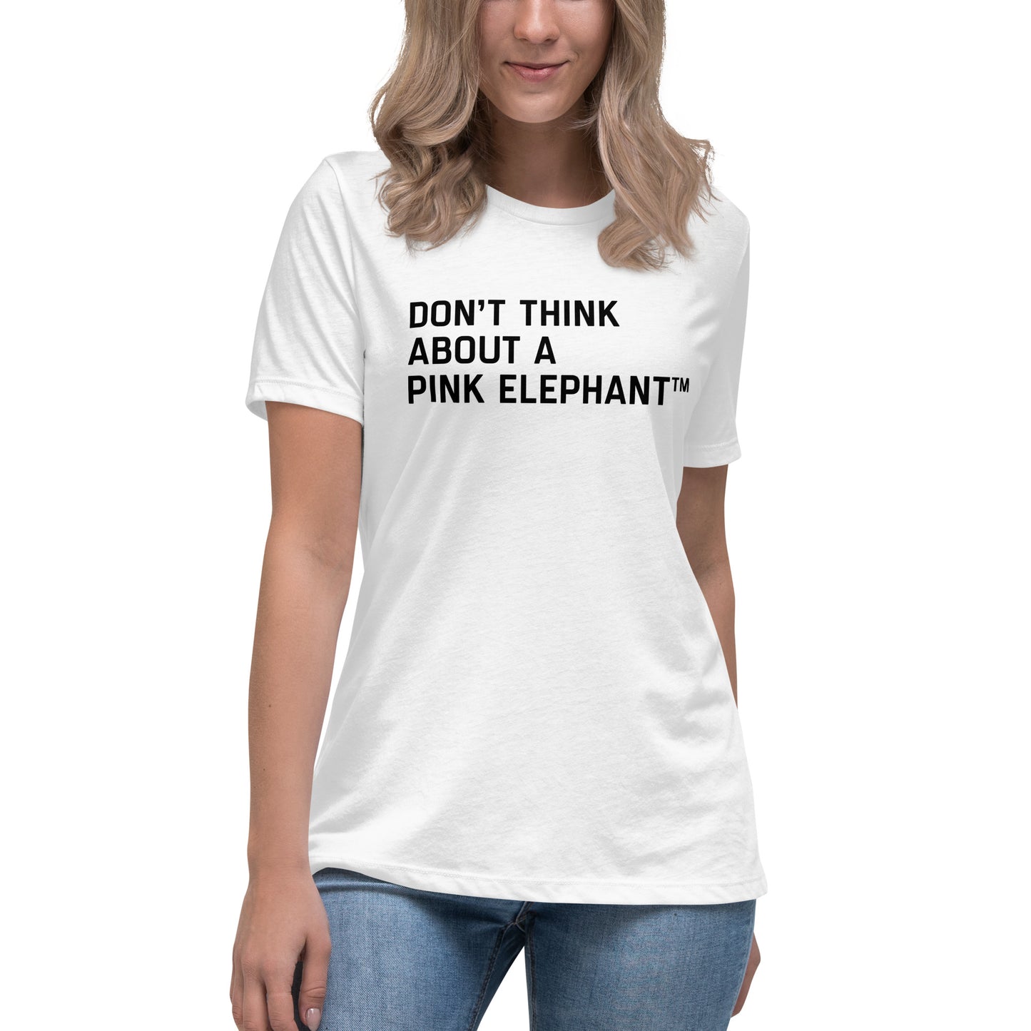 UPGRD® Don't Think About the Pink Elephant Premium T-Shirt for Women