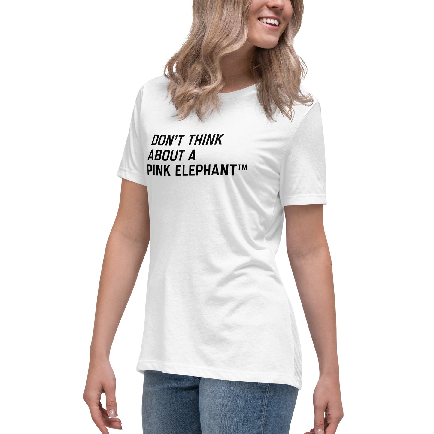 UPGRD® Don't Think About the Pink Elephant Premium T-Shirt for Women