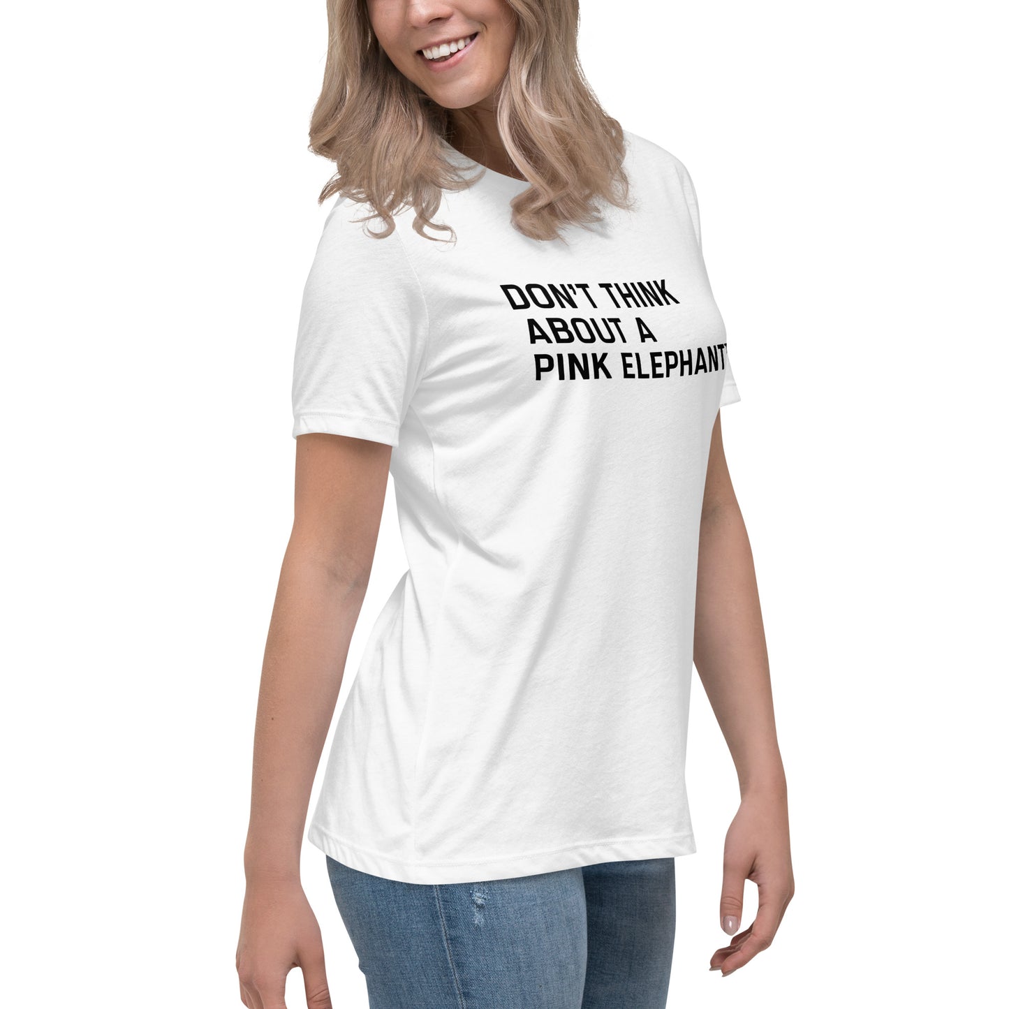 UPGRD® Don't Think About the Pink Elephant Premium T-Shirt for Women